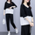 Women Fashion Loose Plus Size Color Blocking Top And Pants Two-Piece Casual Set