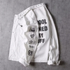 Men Casual Letter Print Multi-Pocket Rivet Button Loose Denim Jacket