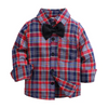 Fashion Boys Plaid Pattern Lapel Tie Shirt