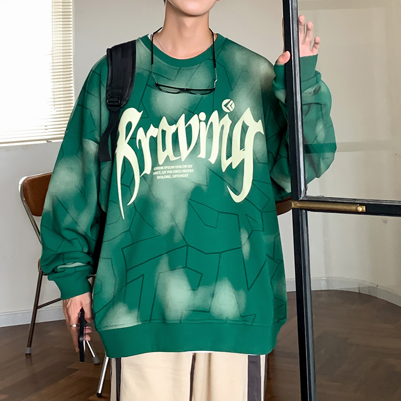 Unisex Fashion Round Neck Long Sleeve Letter Print Loose Sweatshirt