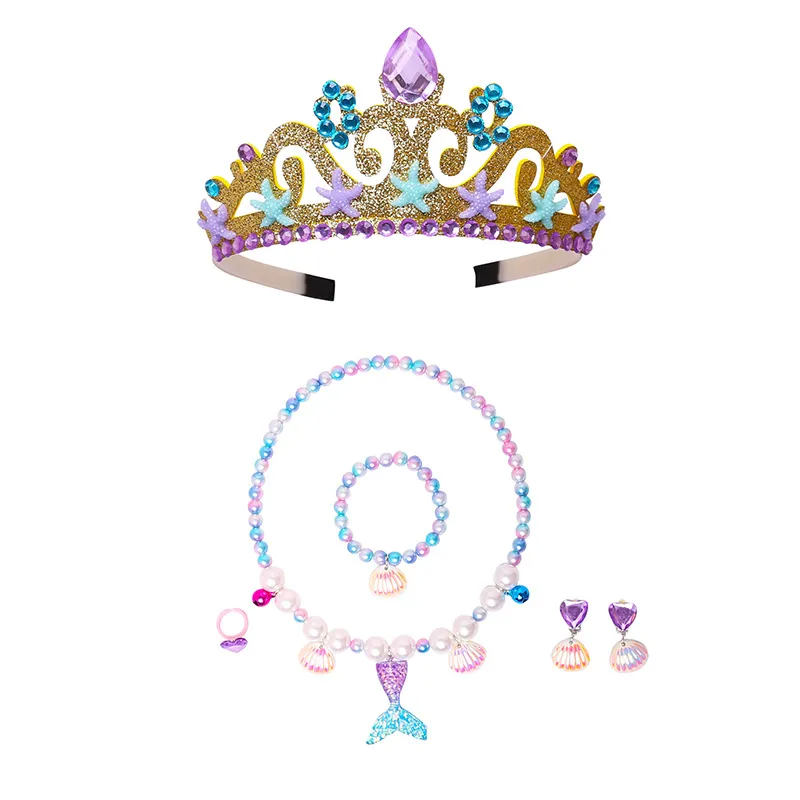 (Buy 1 Get 1) Children Kids Baby Fashion Girls Crown Mermaid Rhinestone Headband Set