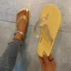 Women Fashion Plus Size Vacation Beach Rhinestone Flat Slippers