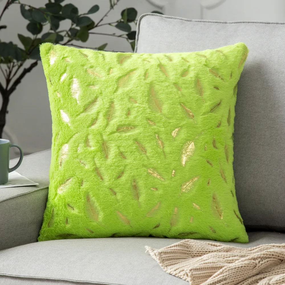 Fashionable Simple Short Plush Bronzing Feather Home Sofa Cushion Cover