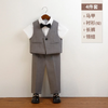 Kids Toddler Big Boys Summer Fashion Casual British Style Solid Color Bow Button Waistcoat Shirt Trousers Party Clothing Set