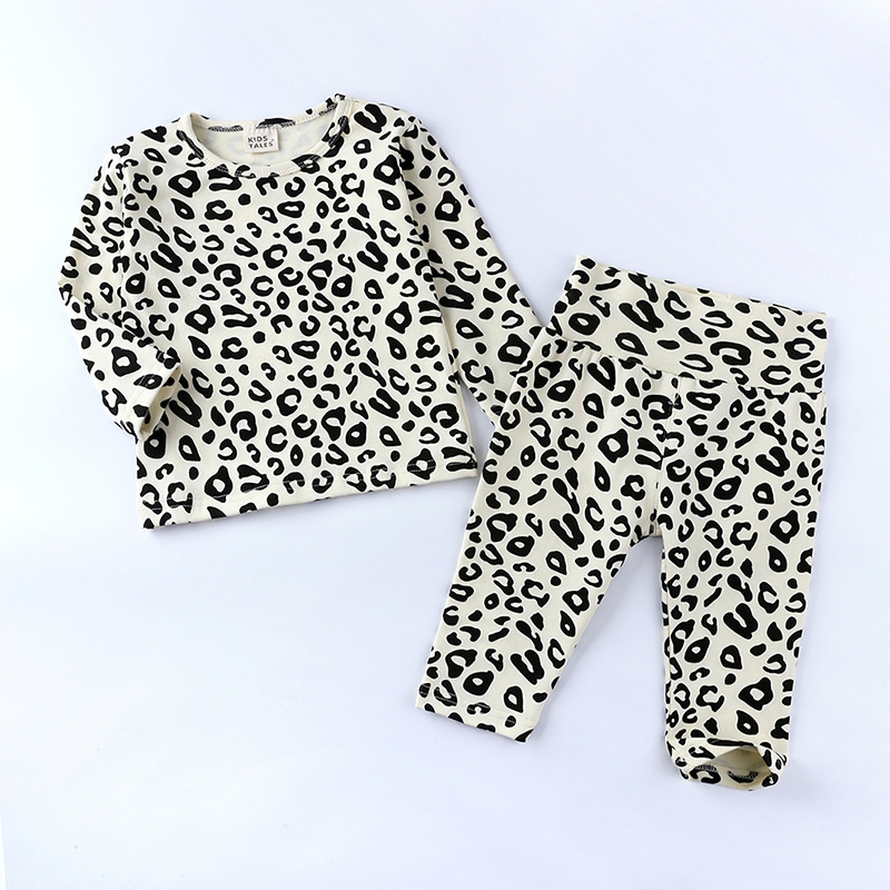 Baby Leopard Print Warm High Waist Long Sleeve Set