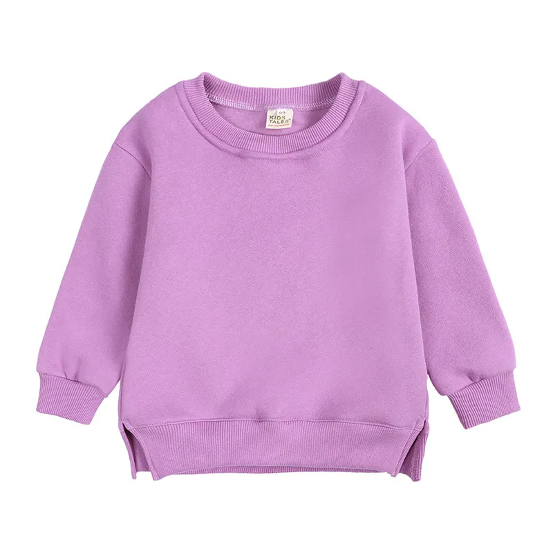 Baby Children Kids Girls Boys Solid Color Long Sleeves Sweatshirt