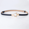 Women Fashion Simple Alloy Round Buckle Pu Belt