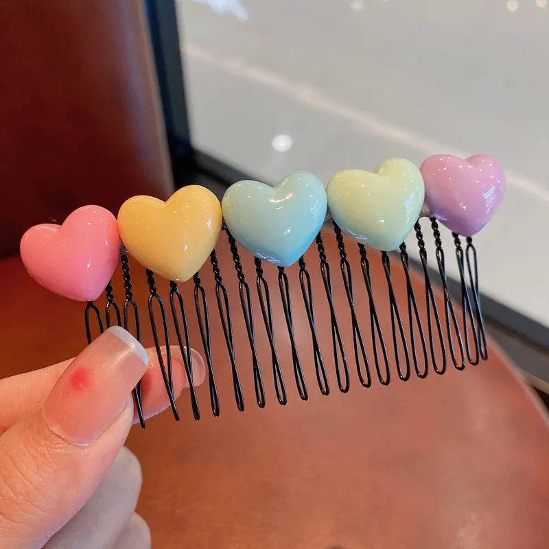 (Buy 1 Get 2) Kids Girls  Candy Color Floral Heart Star Comb Hair Card