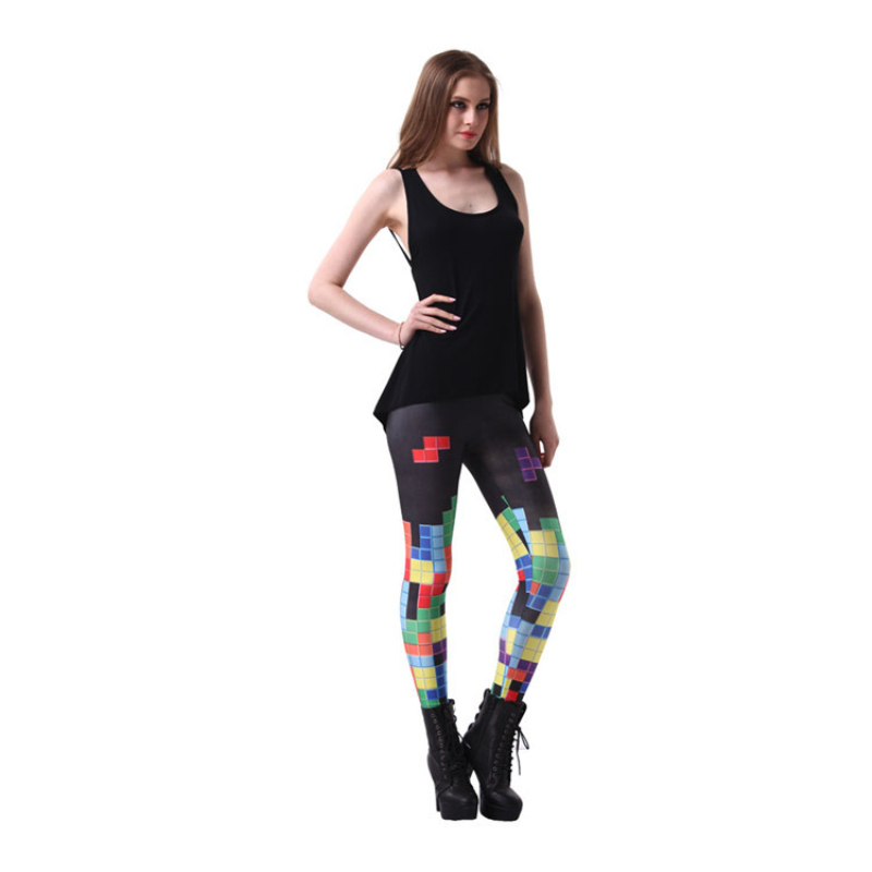 Tetris Print Women Fitness Sports Leggings