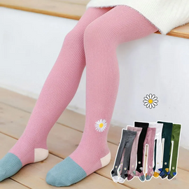 Girl Fashion Daisy Embroidery Knitted Pantyhose