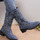 Women Fashion Vintage Plus Size Floral Embroidery Pointed Toe Mid-Calf Boots
