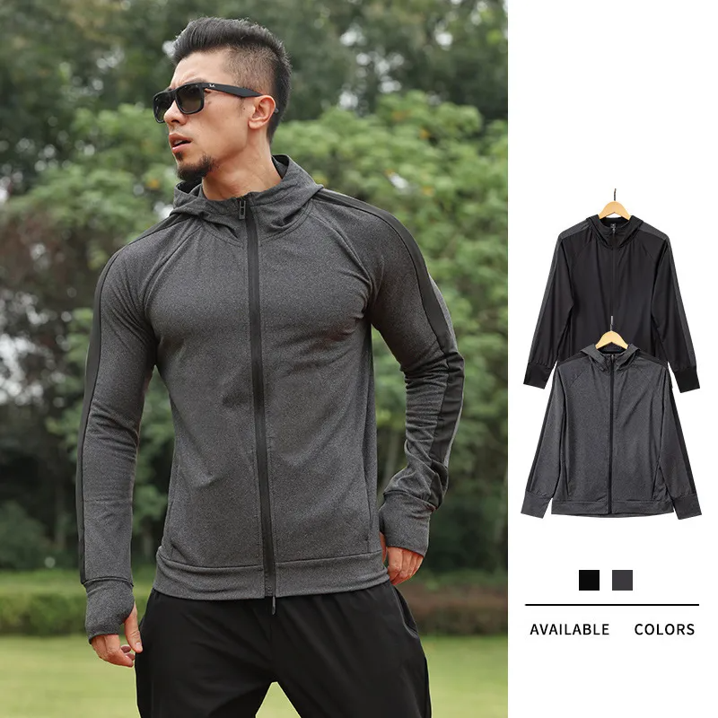 Men Casual Hooded Loose Long-Sleeved Sports Jacket