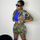 Women Summer Street Fashion Camouflage Printed Short Sleeve Crop Blouse And Shorts Set