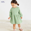 Kids Toddler Big Girls Summer Fashion Casual Sweet Cotton Solid Color Rainbow Pattern Round Neck Long Sleeve Dress