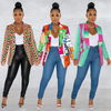 Women Fashion Printing Lapel V-Neck Long-Sleeved Blazer