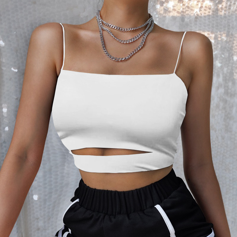 Women Summer Cropped Solid Color Sexy Tank Top