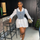 Women'S Fashion Denim Vest + Bell Sleeve Lapel Single Breasted Dress Set