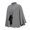 Women Creative Houndstooth Print Knotted Cloak Loose Coat