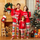 Cartoon Santa Snowflake Letter Print Round Neck Long Sleeve Home Parent-Child Pajamas Set
