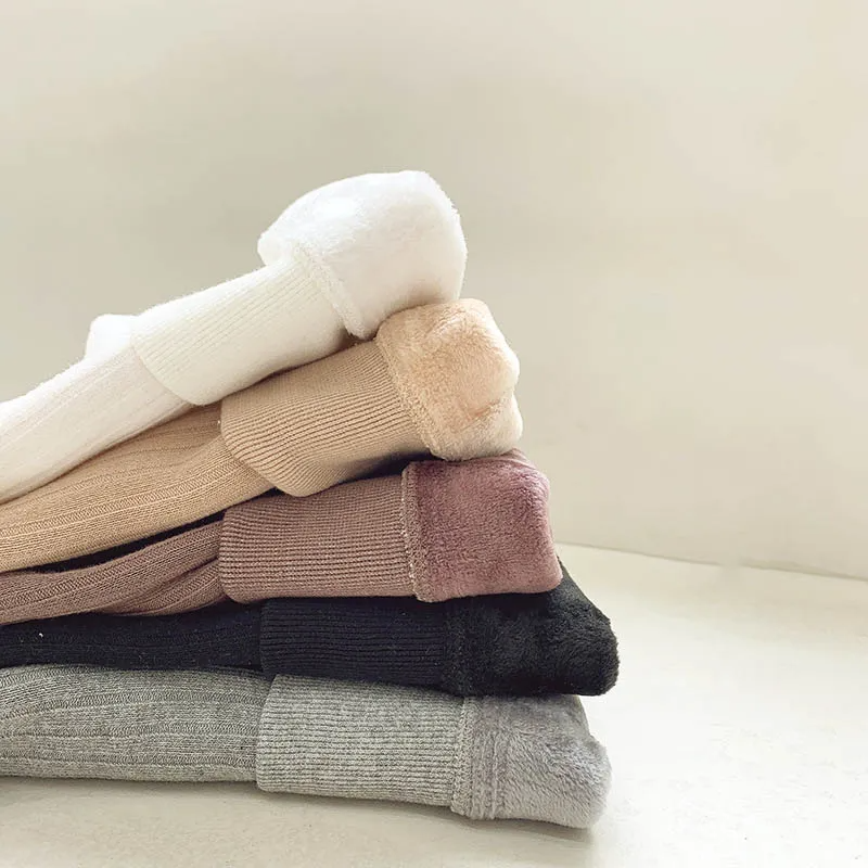 (Buy 1 Get 1) Kids Baby Toddler Girls Autumn Winter Fashion Casual Cute Solid Color Woollining Pantyhose Cotton Leggings Pants