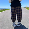 Girls Fashion Color Blocking Plaid Pants