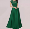 Summer Chiffon Temperament Women Elegant Maxi Solid Color Lace Stitching Party Dress
