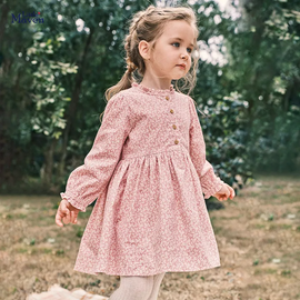 Kids Toddler Big Boys Spring Autumn Fashion Casual Cute Tiny Flower Round Neck Button Long Sleeve Dress