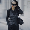 Women Solid Pu Leather Autumn Winter Fashion Short V-Neck Vest