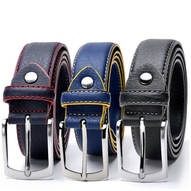 Men Fashion Casual Business Vintage Solid Color Versatile Cowhide Metal Buckle Belt