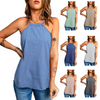 Women'S Fashion Solid Color Halter Neck Loose Tank Top
