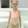 (Buy 1 Get 1) Children Kids Baby Fashion Girls Solid Color Lace One Piece Swimsuit