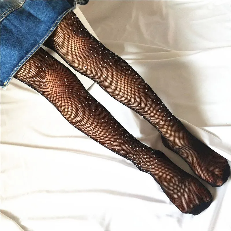 Fashion Girl Shiny Rhinestone Mesh Tights Hosiery Pantyhose