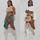 Fashion Women Personalized Camouflage Leaf Print Slit Zipper High Waist Skirt