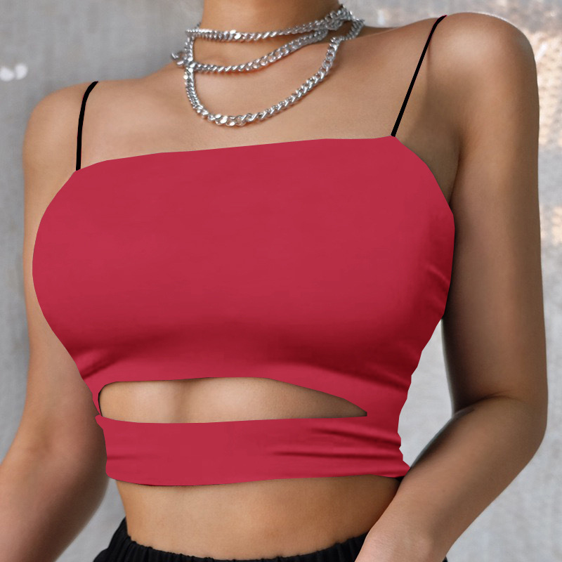 Women Summer Cropped Solid Color Sexy Tank Top