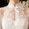 Women Elegant Stand Collar Long Sleeve Wedding Gown