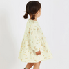 Kids Toddler Big Girls Spring Autumn Fashion Casual Cute Sweet Solid Color Floral Pleated Round Neck Long Sleeve Dress