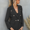 Women Fashion Solid Color Pocket Lapel Button Blazer