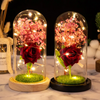 Simulation Immortal Flower Glass Cover Valentine'S Day Creative Gift Glowing LED Light Decoration Gift