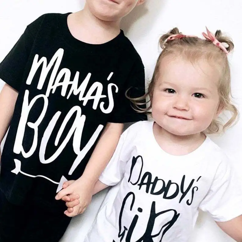 (Buy 1 Get 1) Children Kids Baby Fashion Boys Girls Short Sleeve Daddy'S Mama'S Letter Print T-Shirt