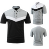 Men Business Casual Stitching Contrast Color Short Sleeved Lapel Polo Shirt