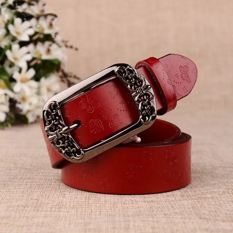Women'S Fashion Casual Retro Engraved Alloy Pin Buckle Belt