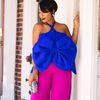 Women Fashion Sweet Dating Big Bowknot Halter Neck Top