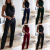Women Halter Neck Backless Slim Jumpsuit