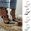 Women Sexy Rivet Decorative Buckle Design Pointed Open Toetransparent Stiletto Sandals