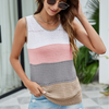 Women'S Contrasting Color Hollow Sleeveless V-Neck Tank Top
