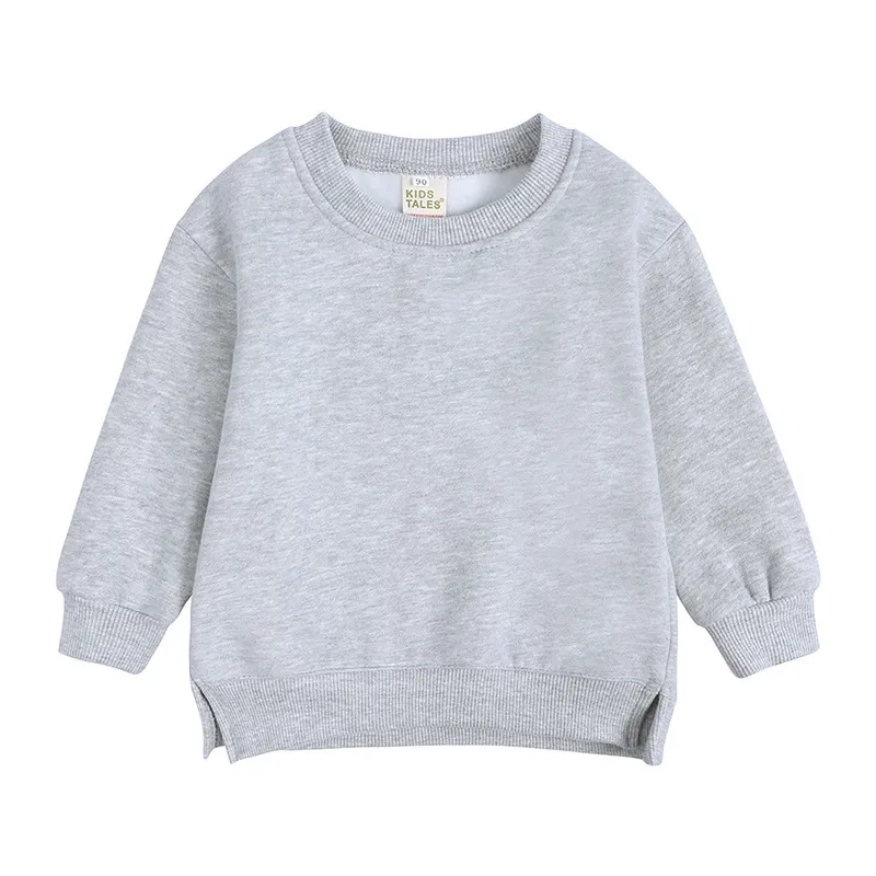 Baby Children Kids Girls Boys Solid Color Long Sleeves Sweatshirt