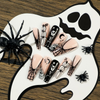 ( Buy 1 Get 2 ) Women Fashion Halloween Cobweb White Skull Pumpkin Star Moon False Nails