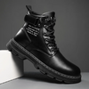 Men Classic Round Toe Lace-Up Letter Printed Solid Color PU Combat Ankle Boots
