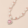 (Buy 1 Get 2) Children Kids Baby Fashion Girls Heart Rhinestones Bead Necklace