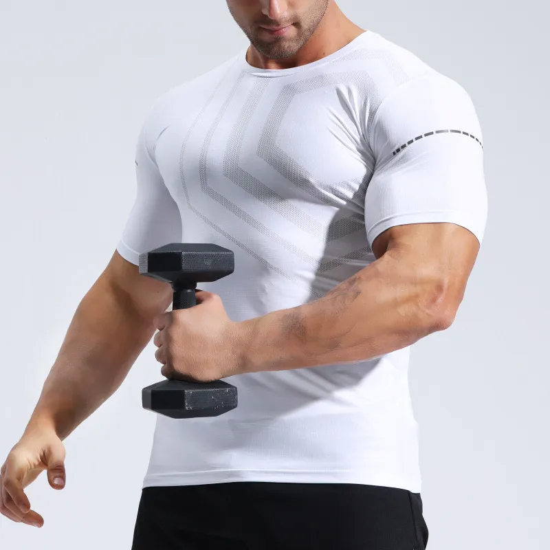 Men Casual Quick-Drying Short-Sleeved Tight Sports T-Shirt